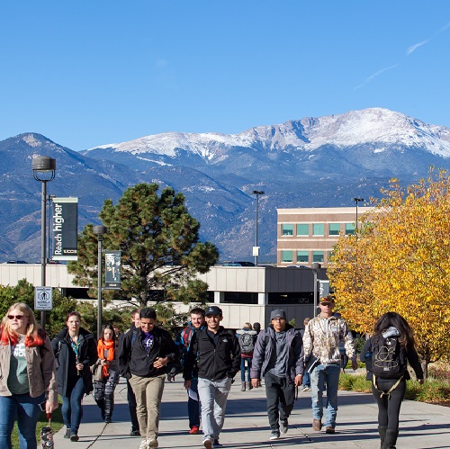 students walking on campus