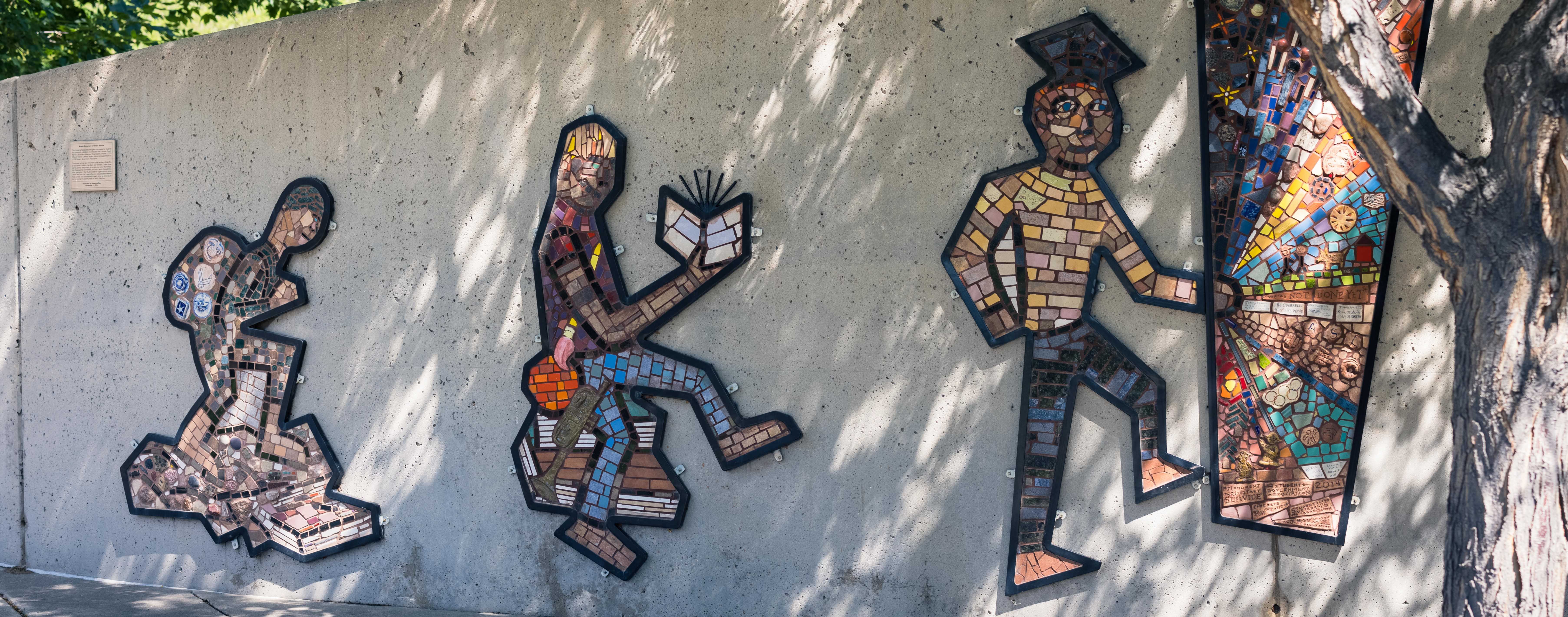 mural of military returning to school