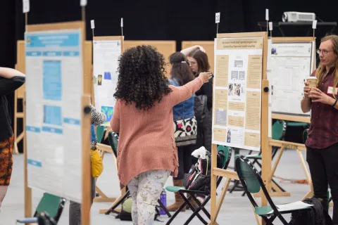 Career fair with students and boards