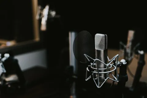 A microphone in a recording studio