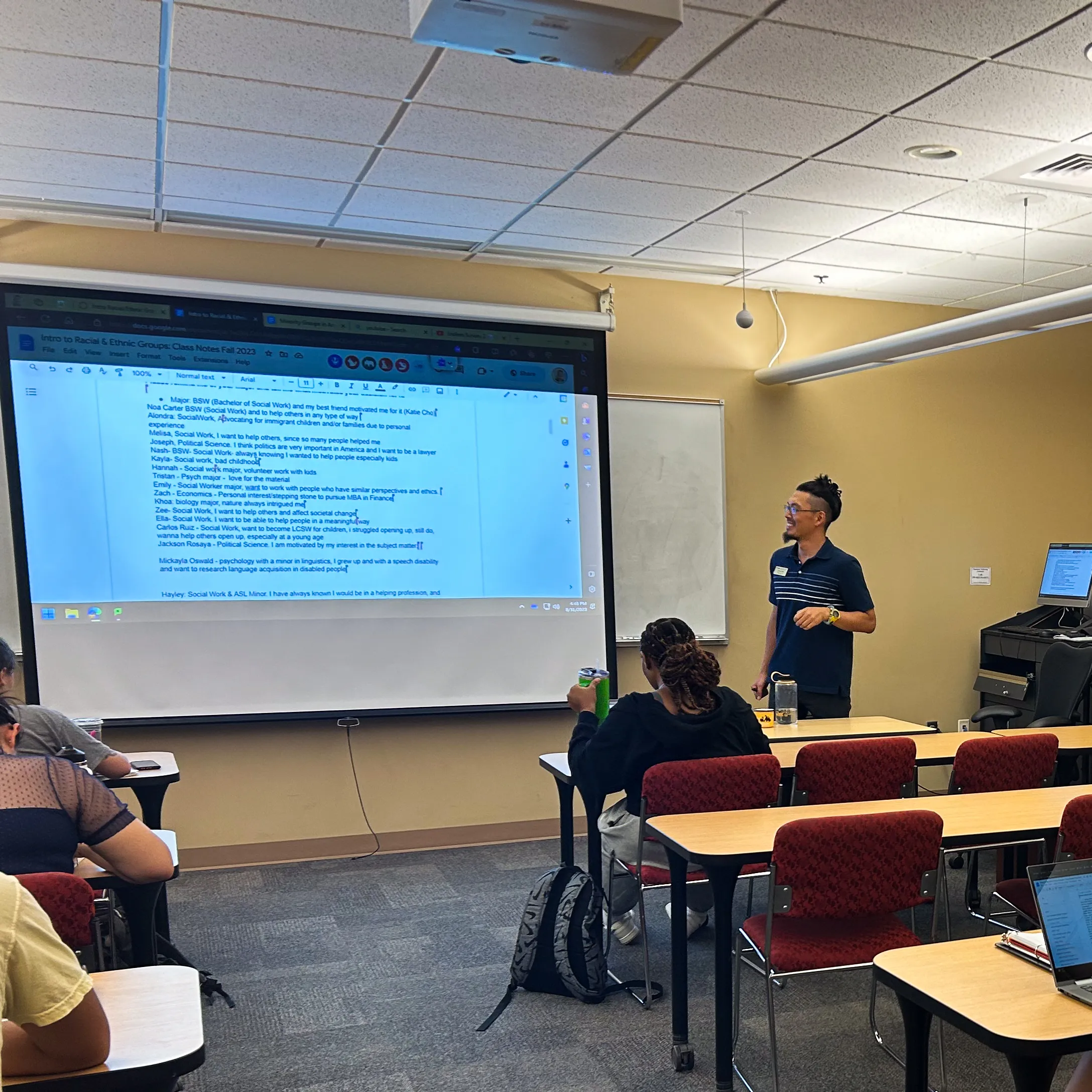 Dr. Haruki Eda lecturing in front of a class